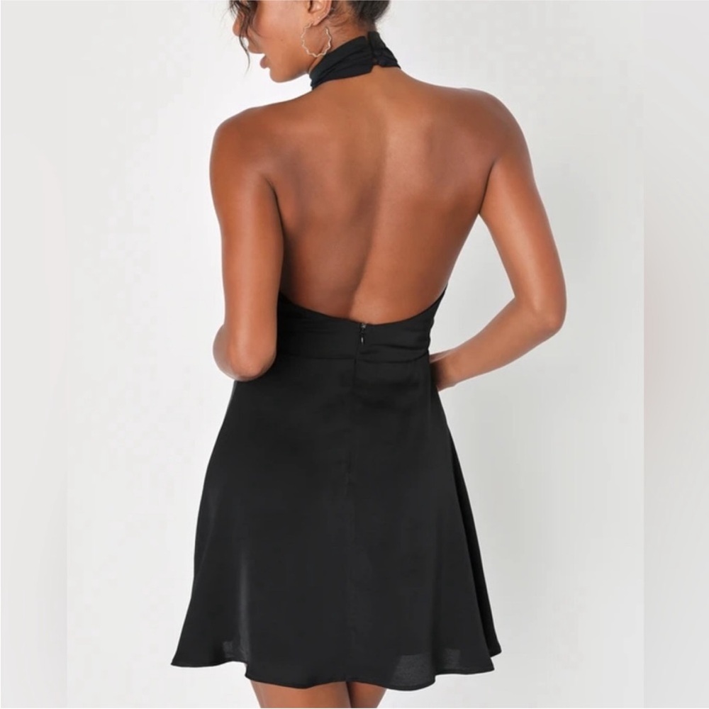 Lulu's Chic Black Halter Mini Dress - Picture 3 of 4
